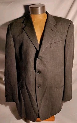 Men MANI By Giorgio Armani Black Gray Fine Wool Three Button Jacket 44R VTG NWD - Image 1 of 4