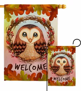 Autumn Owl Garden Flag Harvest & Fall Decorative Small Gift Yard House Banner - Picture 1 of 17