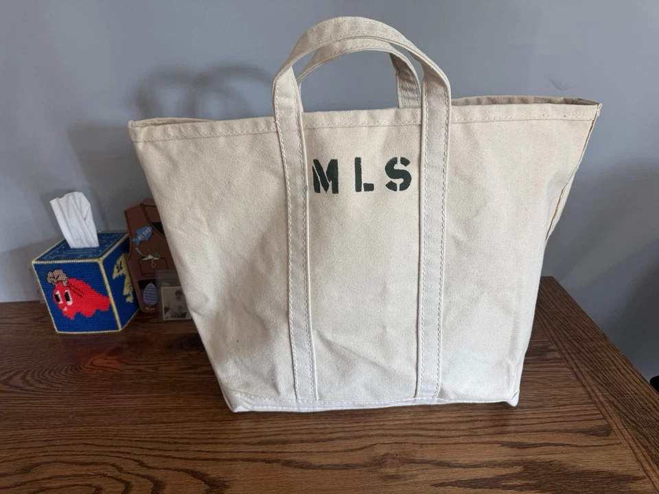 Vintage Coal Bag Heavy Duty XL Tote Utility Canvas White With Stenciling EUC - Image 1 of 4
