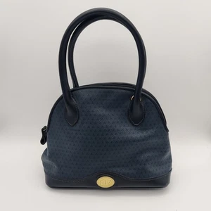 Liz Claiborne Navy Blue Faux Leather Satchel Top Handle Bag Vintage Small Purse - Bild 1 von 23