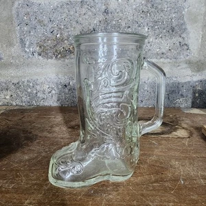Libbey Glas Cowboystiefel Bierkrug 6" hoch klar Oktoberfest Vintage - Bild 1 von 6