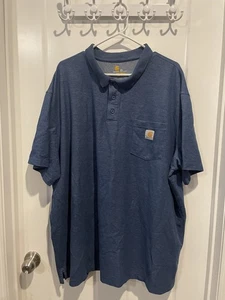 Blaues Carhartt Herren Polo Kurzarmhemd mit Kragen und Fronttasche - Bild 1 von 4