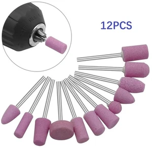 12Pcs Rotary Tool Grinding Stone Set 2.35mm Shank for Nail Drill Dremel Bits - Picture 1 of 24
