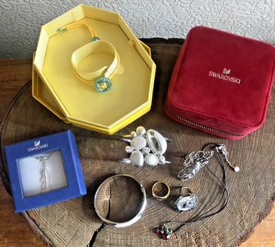 Contemporary Swarovski crystal job lot inc bangles rings necklace & travel case - Image 1 of 4
