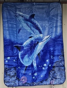 DOLPHIN FISH OCEAN WATER SEA NATURE TWIN SIZE HEAVY BLANKET - Picture 1 of 2