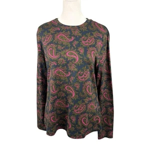 Brooks Brothers Damen L Langarmshirt Navy Rosa Grün Paisley Oberteil - Bild 1 von 8
