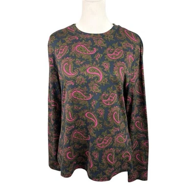 Camiseta para mujer Brooks Brothers L manga larga azul marino rosa verde cachemira Foto 1 de 4