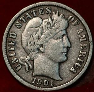 1901 Philadelphia Mint Silver Barber Dime - Picture 1 of 2
