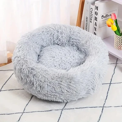 Round Dog Bed Winter Warm Cat Bed Plush Basket for Small Medium Dog Sofa Style - Image 1 of 3