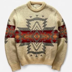 Vintage Pendleton Chief Joseph Aztec Native Wool Crewneck Knit Sweater Medium - Picture 1 of 6