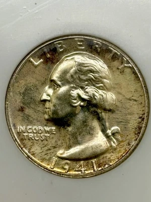 1941 Proof Washington Quarter PF66 NGC Old Fatty Hold With Gold Embossed Letter - Image 1 of 4