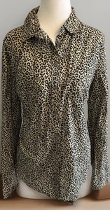 Camicia J Crew taglia large marrone e nero stampa ghepardo vestibilità firmata cotone bottoni L - Foto 1 di 9