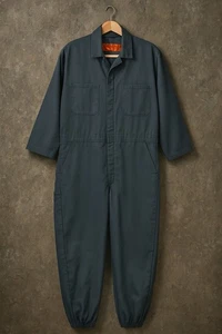 RED KAP Men’s Coveralls 44L Twill Workwear Jumpsuit 2-Way Zip Action Back - Picture 1 of 18