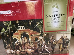 Living Home Christmas 16 Pc Nativity Fine Porcelain Large Set - Picture 1 of 5