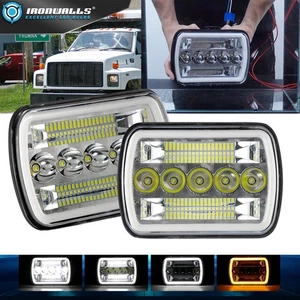 For 1983-95 Mitsubishi Mighty-Max Pair Chrome 7x6" LED Headlight DRL Angel Eyes - Picture 1 of 12