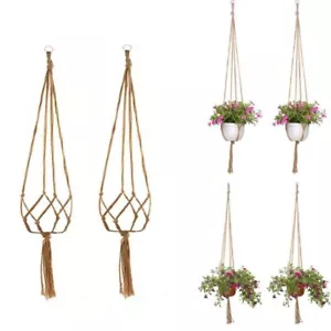2 Pcs Garden Plant Hanger Macrame Hanging Planter Basket Rope Pot Holder Decor - Picture 1 of 11