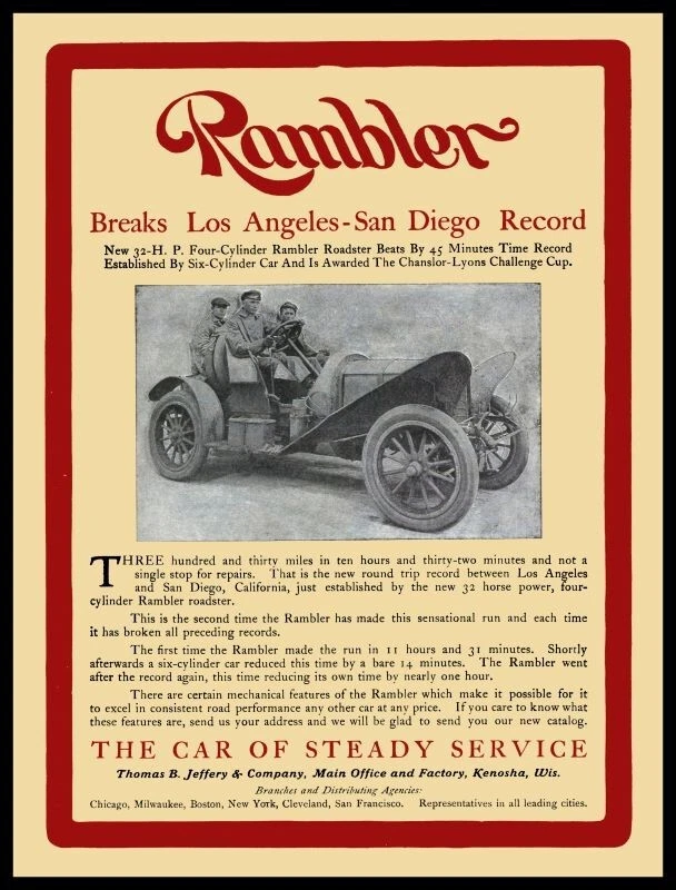 1911 Rambler - LA в Сан-Диего гонки новый металлический знак: большой размер 12 x 16 доставка бесплатно - Изображение 1 из 1