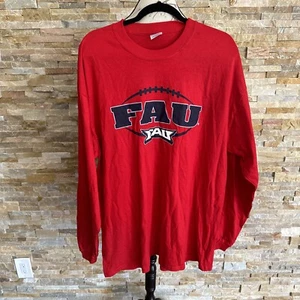 Florida Atlantic FAU Owls Football Graphic T-Shirt Men's XL Red Long Sleeve - Picture 1 of 3