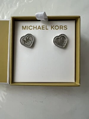 Michael Kors Silver Logo Heart Stud  Earrings - Image 1 of 4