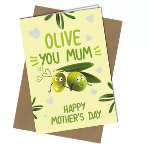 #958 MOTHERS DAY CARD Olive You Rude / Funny - Picture 1 of 2