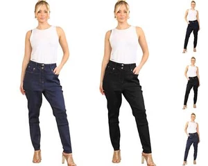 Ladies Women Cotton Plain Regular Fit Denim Full Ankle Length Jeans Pants 14-24 - Picture 1 of 6
