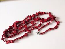 Statement Red Glass And Coral Beaded Necklace