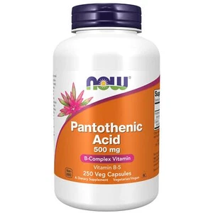 NOW Foods Vitamin B5 Pantothenic Acid 500mg 250 Vegetarian Capsules Metabolism - Picture 1 of 7