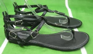 new Summer Black Ankle Strap Shoes Flat Sandals Shoes women Size 7 - Foto 1 di 4
