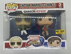Funko Pop! ¡Paquete de 2 Marvel: Captain Marvel vs Chun-Li! Óveda exclusiva de Hot Topic - Imagen 1 de 6