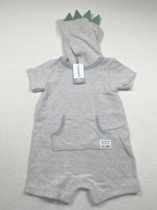Carters Baby Boy 18 Months Dinosaur Spikes Hooded Romper Set NWT - Picture 1 of 8