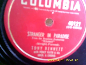 TONY BENNETT 1953 COLUMBIA-40121 STRANGER IN PARADISE PLAYED EX - Picture 1 of 2