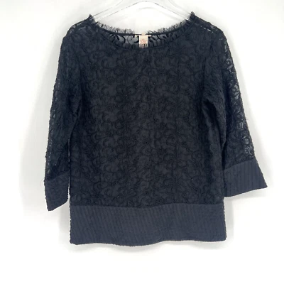 Top Sundance para mujer S negro encaje floral bordado mezcla de lana transparente caprichoso Foto 1 de 4