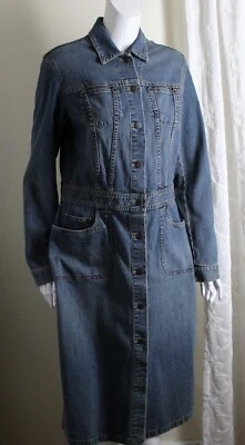 Polo Jeans Co Ralph Lauren Sz L 10 12 Denim Jean Shirt Dress y2k vintage - Image 1 of 4