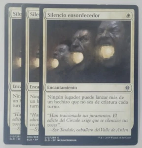 MTG 3X Deafening Silence Throne Of Eldraine 010/269 Uncommon Spanish Version LP - Picture 1 of 2