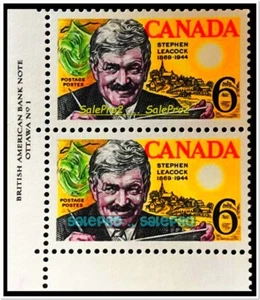 KANADA 1969 HUMORIST STEPHEN LEACOCK MINT FV FACE 12 MNH PAIR CORNER STAMP LOT - Bild 1 von 2