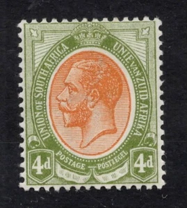 Sudafrica. 1913. SG10. 4d arancione/verde. E per F varietà non quotata. Fine LMM. - Foto 1 di 1