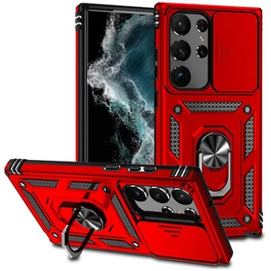 Military Grade Hybrid Case with Ring Grip and Camera Lens Protector for Samsung - Picture 1 of 11