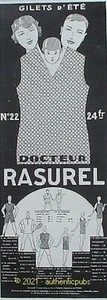 PUBLICITE DOCTEUR RASUREL GILET D'ETE N° 22 SOUS VETEMENTS DE 1929 FRENCH AD PUB - Picture 1 of 1