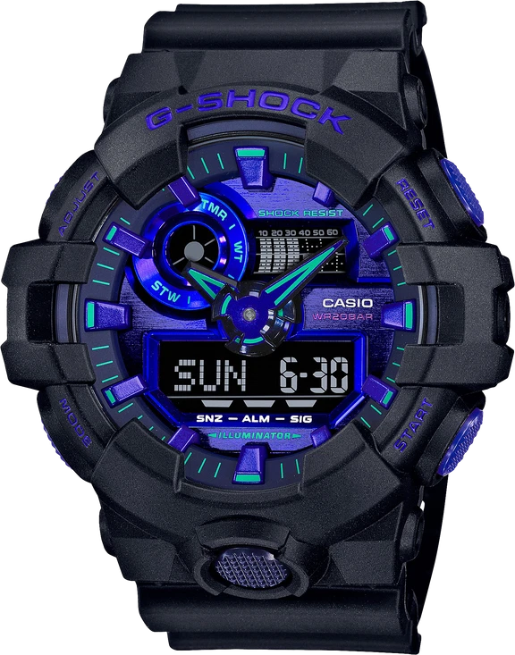 Casio G-Shock GA700VB-1A 53.4mm Black Resin Case with Black Resin Case
