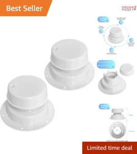 RV Vent Covers Plastic 2-Pack 5.3" White Waterproof Roof Mount Replacement - Picture 1 of 8