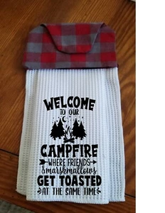 Hanging Kitchen Dish Towel with Snap Closure  GET TOASTED  Handmade - Picture 1 of 1