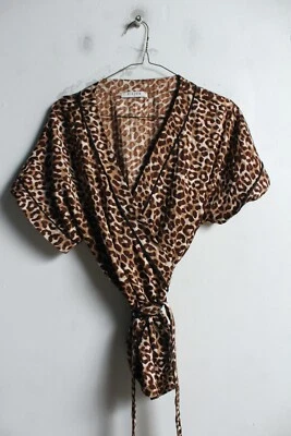 Pieces Womens Chiffon Wrap Blouse - Brown - Size M Medum (k76) - Image 1 of 3