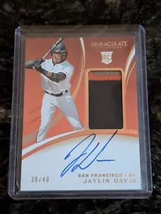 2020 Panini Immaculate Holo Gold /49 Jaylin Davis #156 RPA Rookie Patch Auto RC - Picture 1 of 3