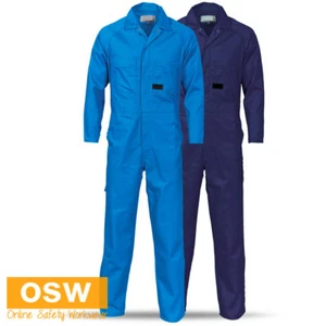 Mens Medium Blue Navy Polyester Cotton COVERALLS - Workshop Mechanic Automotive - Picture 1 of 4