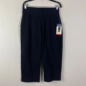 Lands Ends Shore Stretch Knit Capri Pants Size Medium Black Pull On - Picture 1 of 11