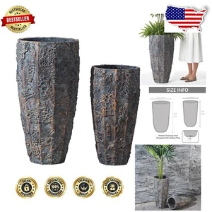 Modern 17" & 22" Concrete Flower Pots - Stylish Planters for Indoor/Outdoor - Picture 1 of 9