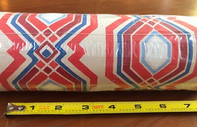 VINTAGE EASTON'S MINIMALIST Geometric X O Red White Blue Double Wallpaper NIP - Image 1 of 4