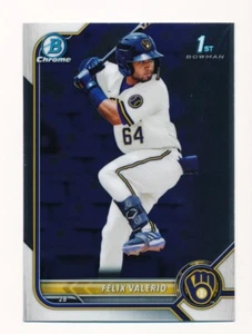 2022 Bowman Chrome Prospects #BCP-128 Felix Valerio - Milwaukee Brewers - Picture 1 of 2