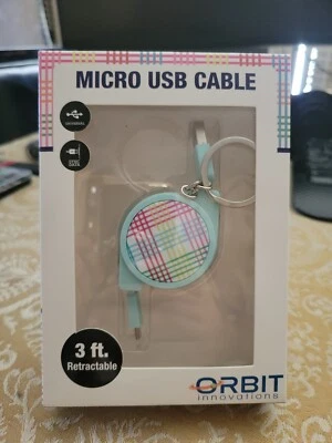 NIB Retractable Micro USB Cable Data Sync Charger Cord For Galaxy Series. - Image 1 of 3