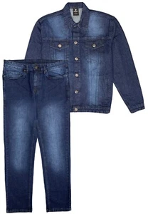 Men's Denim Classic Jean Suit 2-Piece Outfit Jacket & Pants - Picture 1 of 9